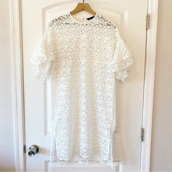 ZARA White Lace Sheer Overlay Dress Cover Up - Picture 1 of 10